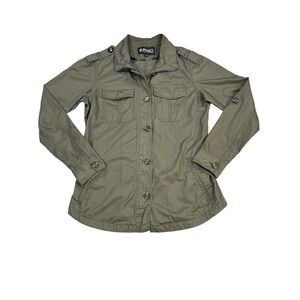 Buffalo David Bitton Women's S Olive Green Utility‎ Military Shirt Jacket Cotton